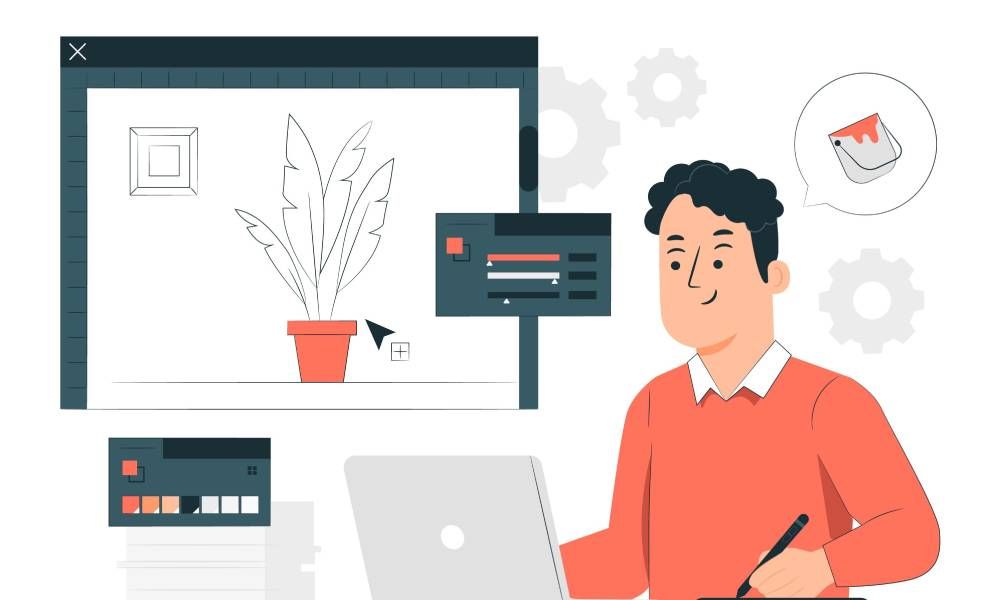 Designer reviewing interface layouts on a digital tablet